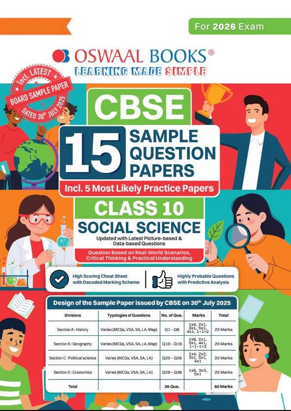 Oswaal CBSE 15 Sample Question Papers Class 10 Social Science for 2026 Board Exam